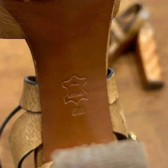 Tory Burch Cella Cognac Brown Leather Strappy Platforms Sandal Size 6.5 - Picture 10 of 11